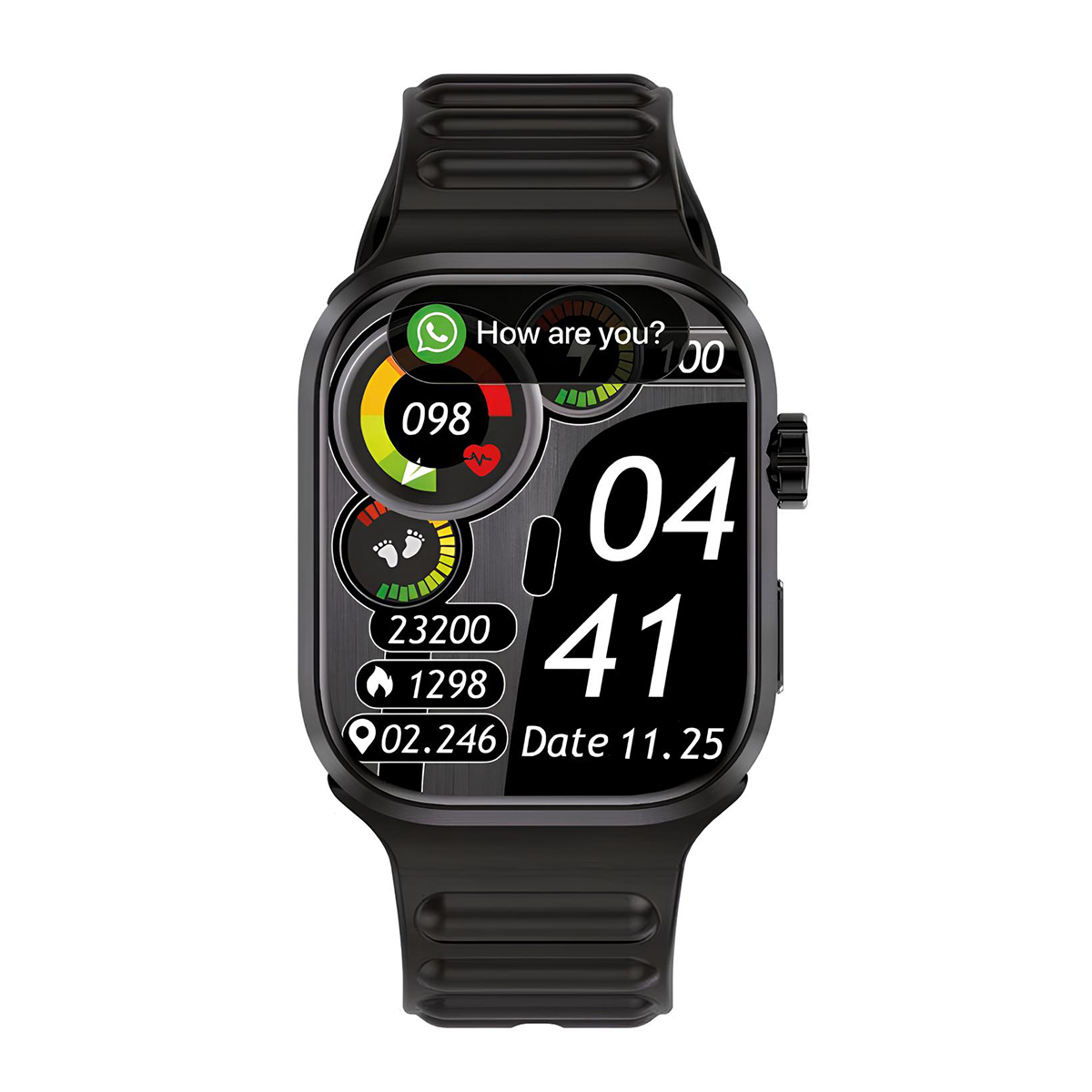 Ledwood Smartwatch with Pedometer Heart Rate Sensor Black Large vista 2