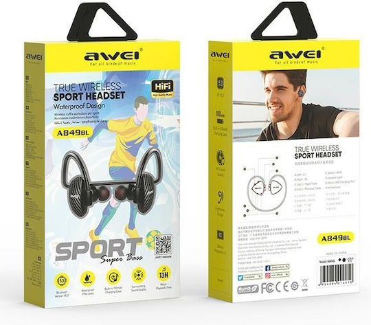 Awei A849BL In-ear Bluetooth Handsfree Earphones with Sweat Resistance Black view 2