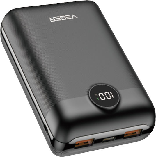 Veger S20 Power Bank 20000mAh 20W with 2 USB-A Ports and USB-C Port Power Delivery / Quick Charge 3.0 Black