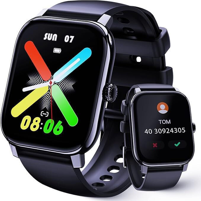 LLKBOHA P75 Smartwatch with Heart Rate Monitor (Black) view 1