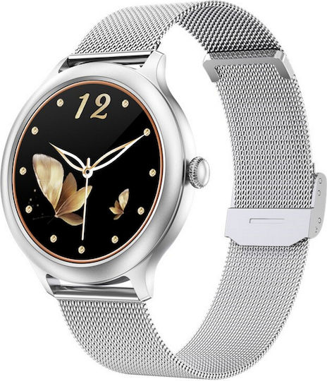 Smartwatch Idealstore Powstell Slim Design Multisport Modes Health Monitoring Personalized Reminder Music Control Camera Menstrual App Silicone Strap Silver Color