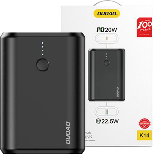 Dudao Super Mini K14 Power Bank 10000mAh 22.5W with USB-A Port and USB-C Port Quick Charge 3.0 / Power Delivery Black vista 4
