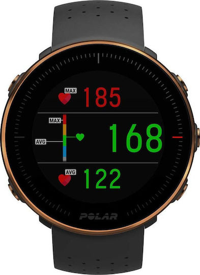 Polar Vantage M Stainless Steel 46mm Waterproof Smartwatch with Heart Rate Monitor (Black Copper)