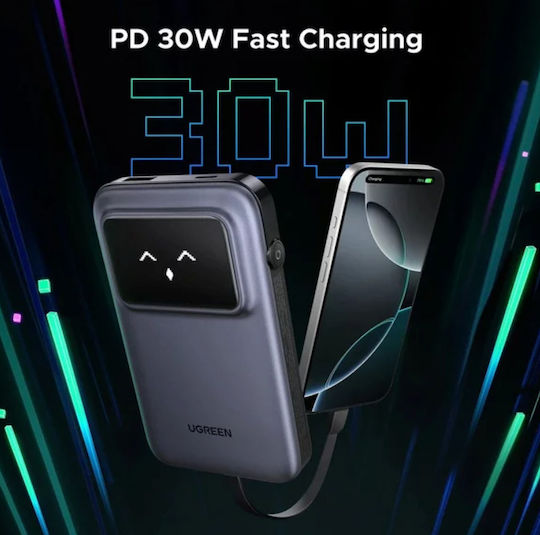 Ugreen PB511 Power Bank 10000mAh 30W with USB-A Port and USB-C Port Power Delivery Gray view 3