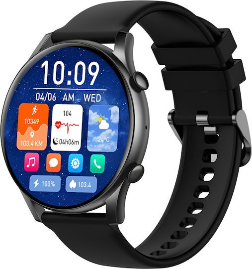 Moon Style Collection Smartwatch Idealstore 1.43 Inch Hd Amoled Display Bluetooth Call Message Notifications Nfc Heart Rate Sleep Monitoring Voice Assistant Built-in Speaker Microphone Ip67 Alarm Android-ios Long Battery Black