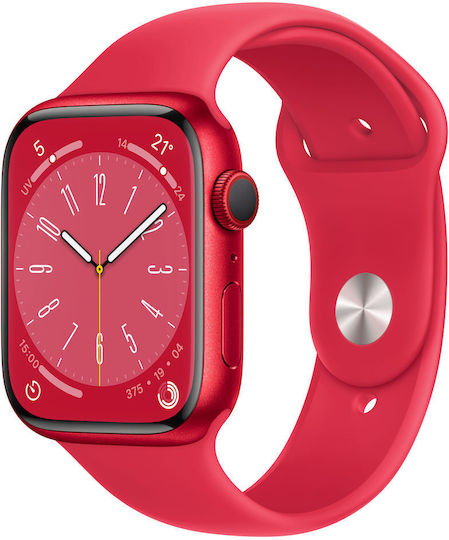 Apple Watch Series 8 Cellular Aluminium 45mm Waterproof with eSIM and Heart Rate Monitor ((PRODUCT)Red) view 2