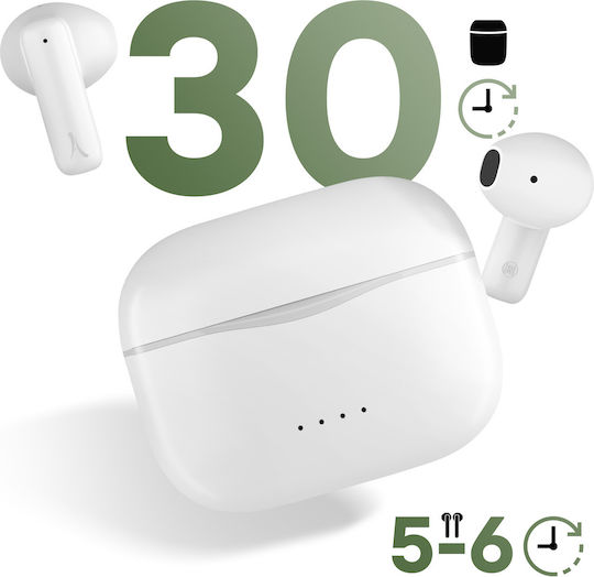 Akashi In-ear Bluetooth Handsfree Earphones with Charging Case White view 2