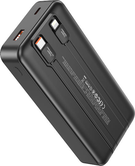 XO PR249 Power Bank 20000mAh 20W with USB-A Port and USB-C Port Power Delivery / Quick Charge 3.0 Black view 3