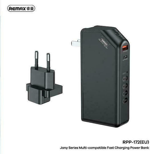Remax RPP-172 Power Bank 10000mAh 22.5W with USB-A Port and USB-C Port Black