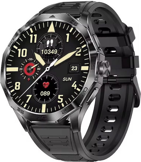 Aoke DA03 Smartwatch with Heart Rate Monitor (Black Case / Black Silicone Strap) view 1