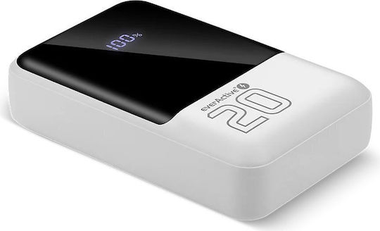 everActive EB-20Q Power Bank 20000mAh 22.5W with 2 USB-A Ports and USB-C Port White