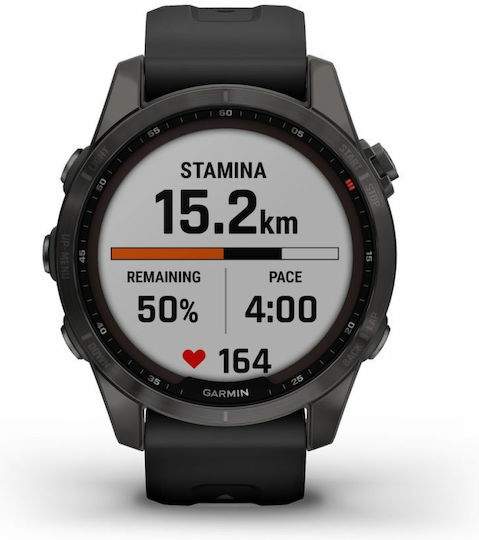 Garmin Fenix 7S Sapphire Solar Titanium 42mm Waterproof Smartwatch with Heart Rate Monitor (Carbon Grey DLC Titanium with Black Band) view 7