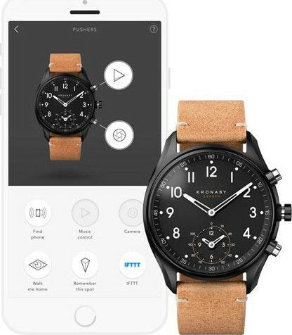Kronaby Apex Hybrid Stainless Steel 43mm Waterproof Smartwatch (Beige Leather) view 6