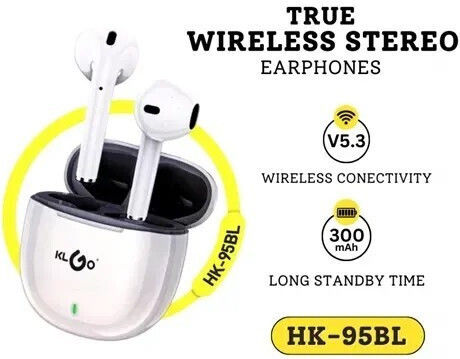 KLGO HK-95BL In-ear Bluetooth Handsfree Earphones with Charging Case White view 2