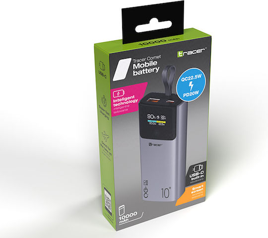 Tracer Comet Power Bank 10000mAh 22.5W with USB-A Port and USB-C Port Black view 3