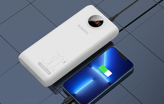 Romoss SW20S Pro Power Bank 20000mAh 30W with 2 USB-A Ports and USB-C Port Quick Charge 4.0 White vue 6