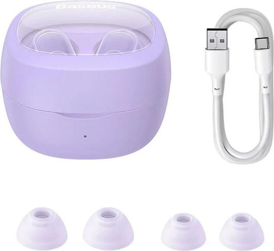 Baseus Bowie Wm02 Tws In-ear Bluetooth Handsfree Earphones with Charging Case Purple vue 2
