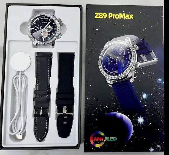 Z89 PRO MAX Smartwatch with Heart Rate Monitor (Black Leather Strap) view 2