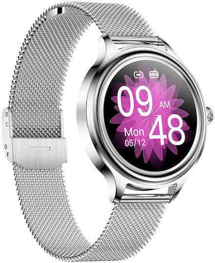 Kumi K3 Stainless Steel 39mm Smartwatch with Heart Rate Monitor (Silver) view 3