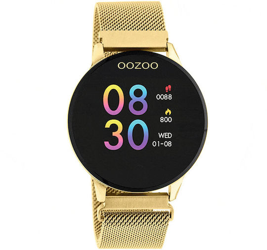 Oozoo Q00121 Stainless Steel 43mm Smartwatch with Heart Rate Monitor (Gold) view 1