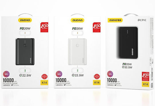 Dudao Super Mini K14 Power Bank 10000mAh 22.5W with USB-A Port and USB-C Port Quick Charge 3.0 / Power Delivery Black vista 2