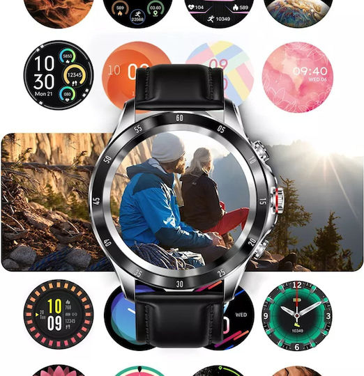 Aoke NX1 46mm Smartwatch with Heart Rate Monitor (Rose Gold / Brown) vue 6