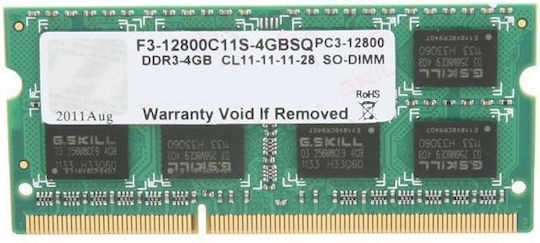 G.Skill Sq Series DDR3 with Module 1x4GB and Speed 1600 for Laptop F3-12800CL11S-4GBSQ