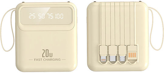 Avizar Power Bank 10000mAh 20W with USB-A Port and USB-C Port Beige view 3
