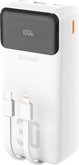 Dudao K15Max Power Bank 30000mAh 22.5W with USB-A Port and USB-C Port Power Delivery White