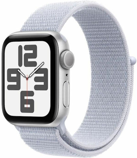 Apple Watch SE 2024 Aluminium 40mm Waterproof with Heart Rate Monitor (Silver with Blue Cloud Sport Loop) view 2