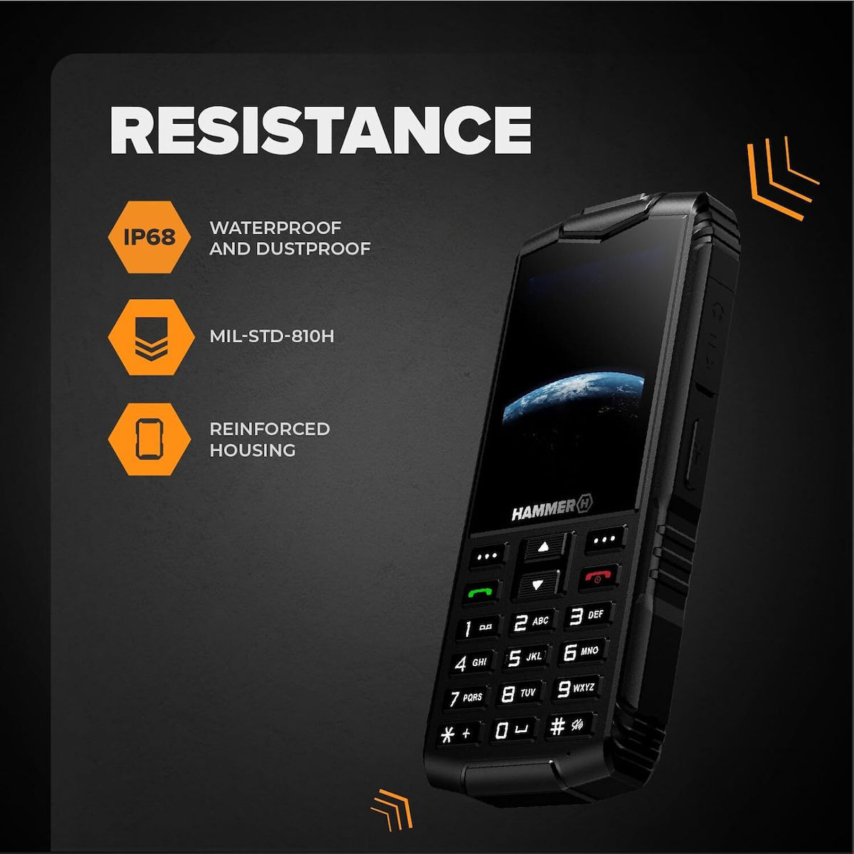 Hammer Horizon LTE Dual SIM Resistant Mobile Black view 4