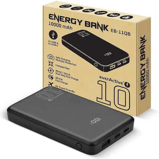 everActive EB-11QB Power Bank 10000mAh 20W with USB-A Port and 2 USB-C Ports Black view 6