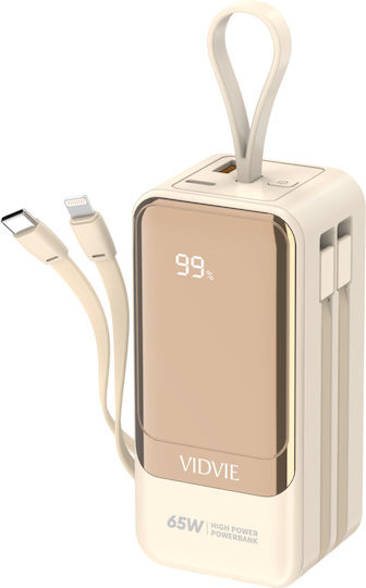 Vidvie PB798 Power Bank 20000mAh 65W with USB-A Port and 2 USB-C Ports Beige view 3