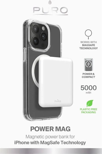 Puro Power Mag MagSafe 5000mAh 15W with USB-C Port White view 2