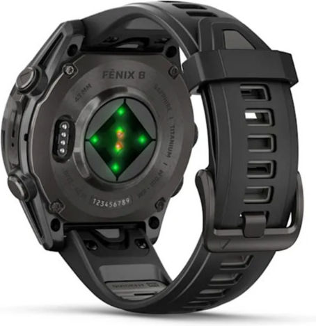 Garmin Fenix 8 Titanium 43mm Waterproof Smartwatch with Heart Rate Monitor (Sapphire, Carbon Grey Dlc Titanium With Black/pebble Grey Silicone Band) view 4