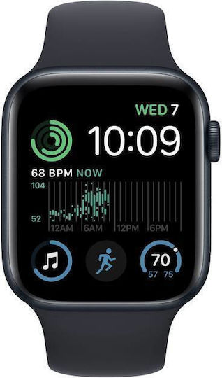 Apple Watch SE 2022 Aluminium 44mm Waterproof with Heart Rate Monitor (Midnight with Midnight Sport Band) view 1