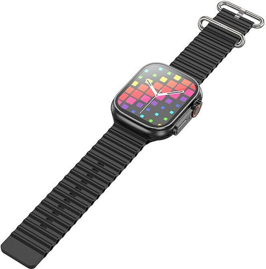 Hoco Y12 Ultra Smartwatch with Heart Rate Monitor (Black) vue 5