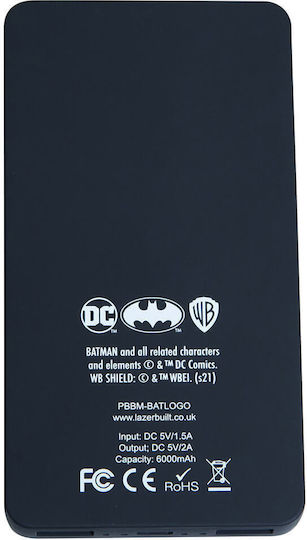 Lazerbuilt DC Batman Power Bank 6000mAh with 2 USB-A Ports Black view 4