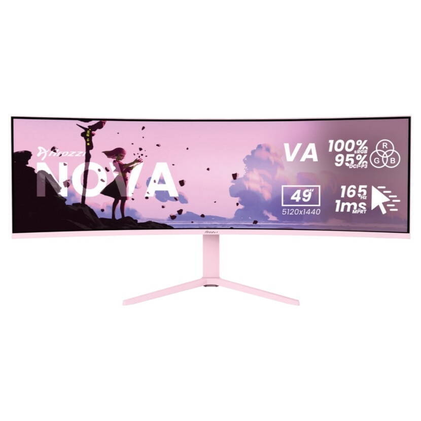 Arozzi AZ-NO-49TUW165-PNK Ultrawide Curved Monitor 49" 5120x1440 165Hz with Response Time 4ms GTG Pink