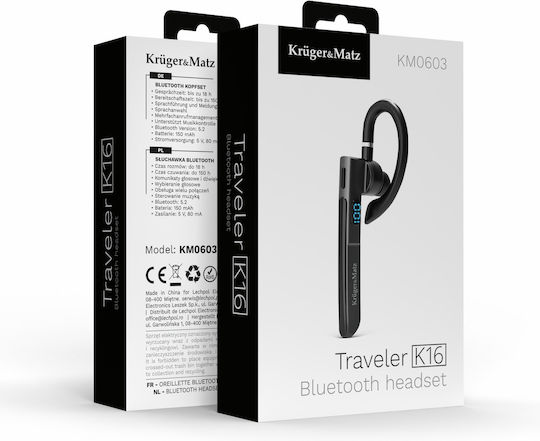 Kruger & Matz Traveler K16 In-ear Bluetooth Handsfree Earphones Black vue 3