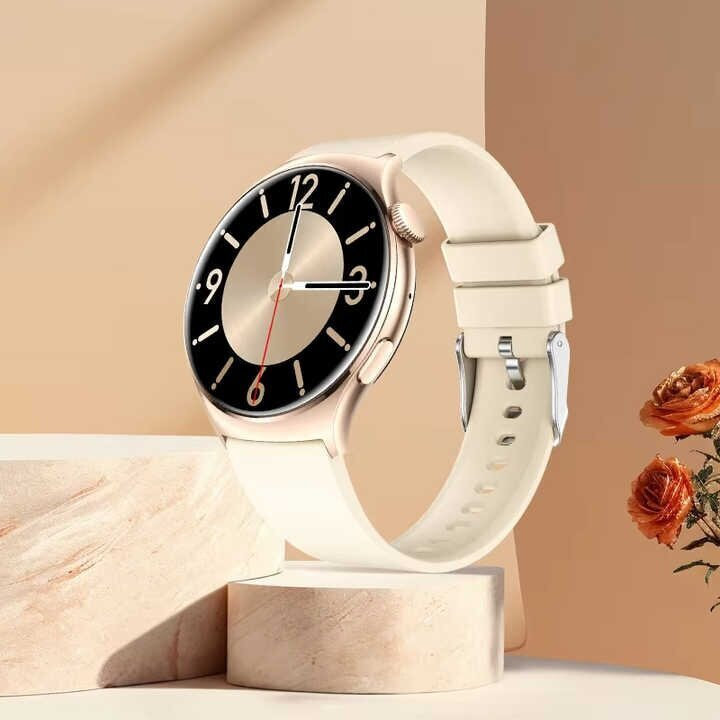 Luna Velvet 46mm Smartwatch with Heart Rate Monitor Pink Gold vista 6