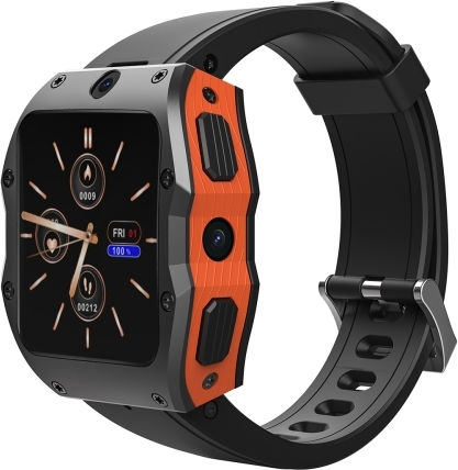 Model X 1.99 Inch Ip68 Waterproof Android 9.0 4g Dual Cameras Matte Smart Watch Specification:4gb+128gb Black Orange