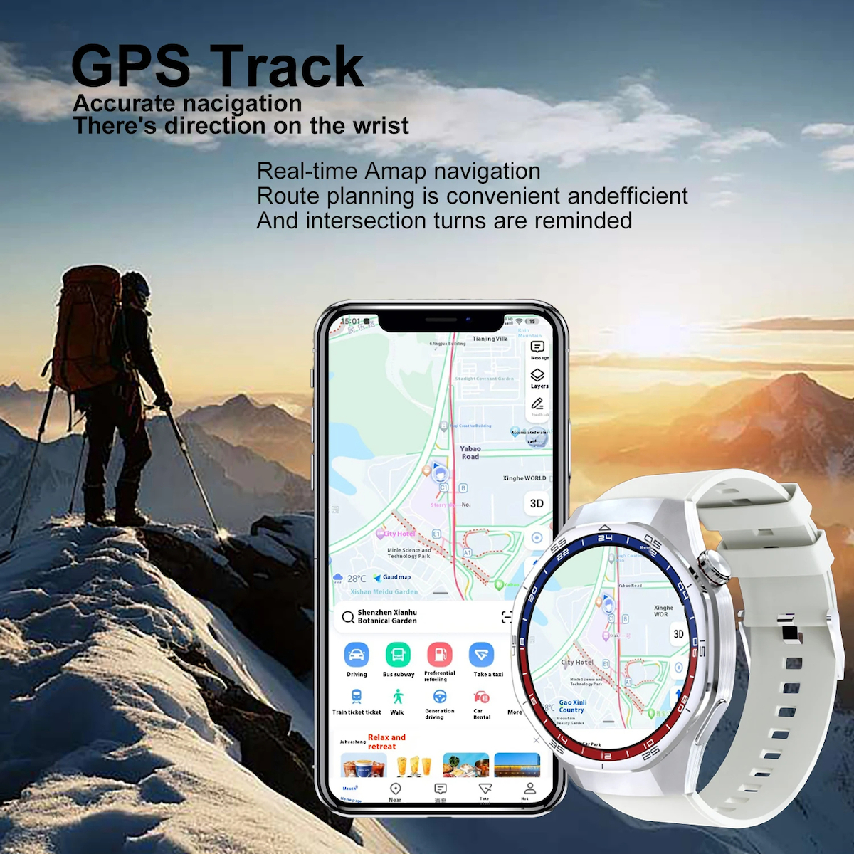 Andowl H2 Smartwatch with Heart Rate Monitor Gray view 4
