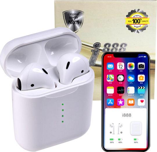 I888 Earbud Bluetooth Handsfree Earphones with Charging Case White view 5