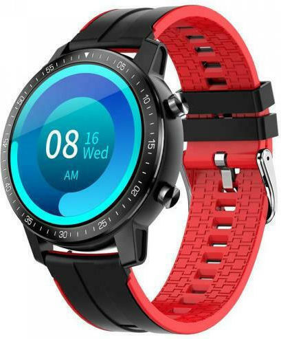 Senbono S30 47mm Smartwatch with Heart Rate Monitor (Black Red)