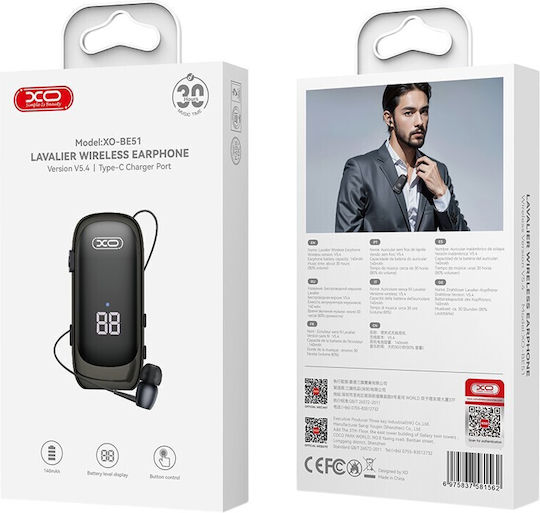 XO ΒΕ51 In-ear Bluetooth Handsfree Earphone Lapel Black view 4