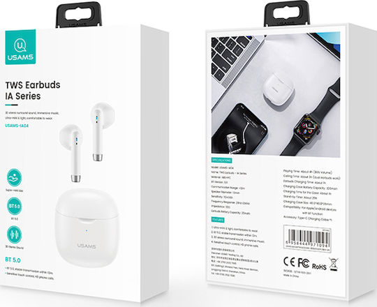 Usams IA04 Earbud Bluetooth Handsfree Earphones with Charging Case White view 5