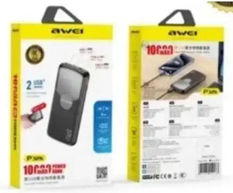 Awei P32K Power Bank 10000mAh with 2 USB-A Ports and USB-C Port Black view 4