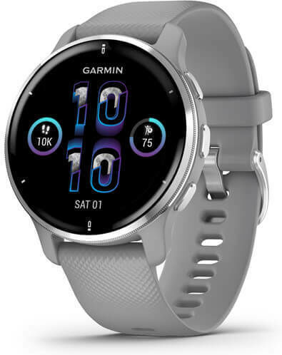 Garmin Venu 2 Plus Stainless Steel 43mm Waterproof Smartwatch with Heart Rate Monitor (Silver Stainless Steel Bezel With Powder Grey Case And Silicone Band) view 1