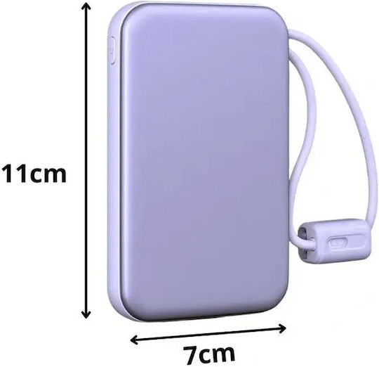 Verk Group 06393 Power Bank 10000mAh 22.5W with USB-A Port and USB-C Port Quick Charge 3.0 Purple view 2